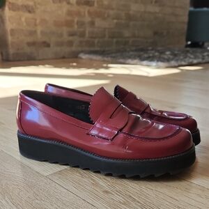 Donald Pliner Red Platform Loafers